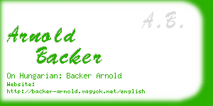 arnold backer business card